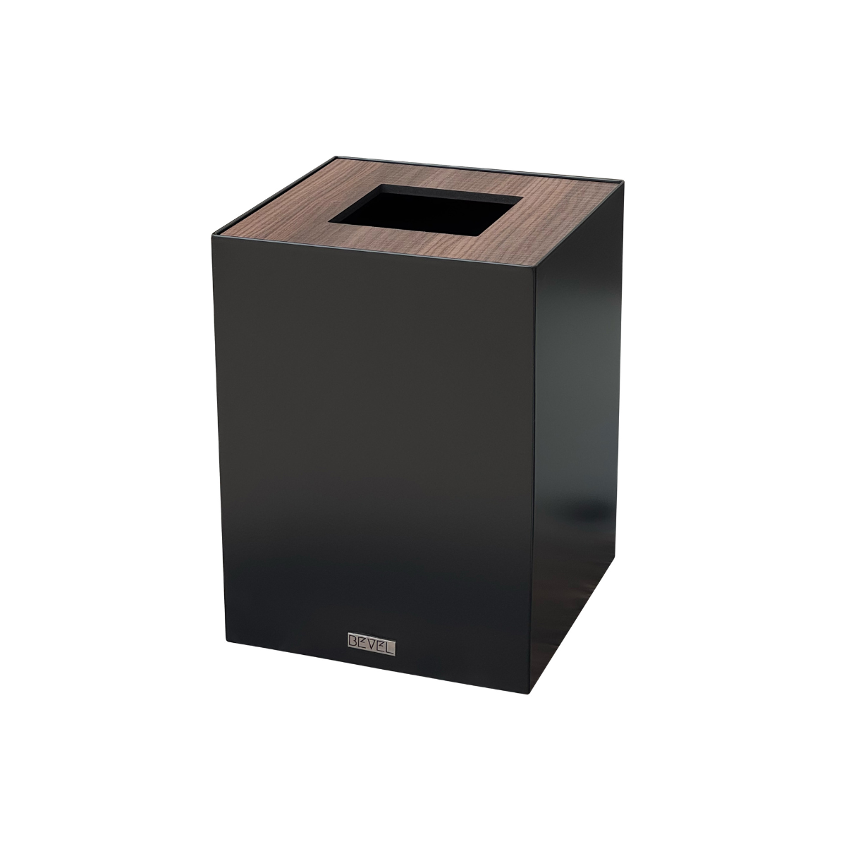 Black Metal with Wooden Lid Waste Bin