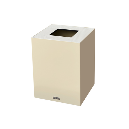 Beige Metal with Wooden Lid Waste Bin