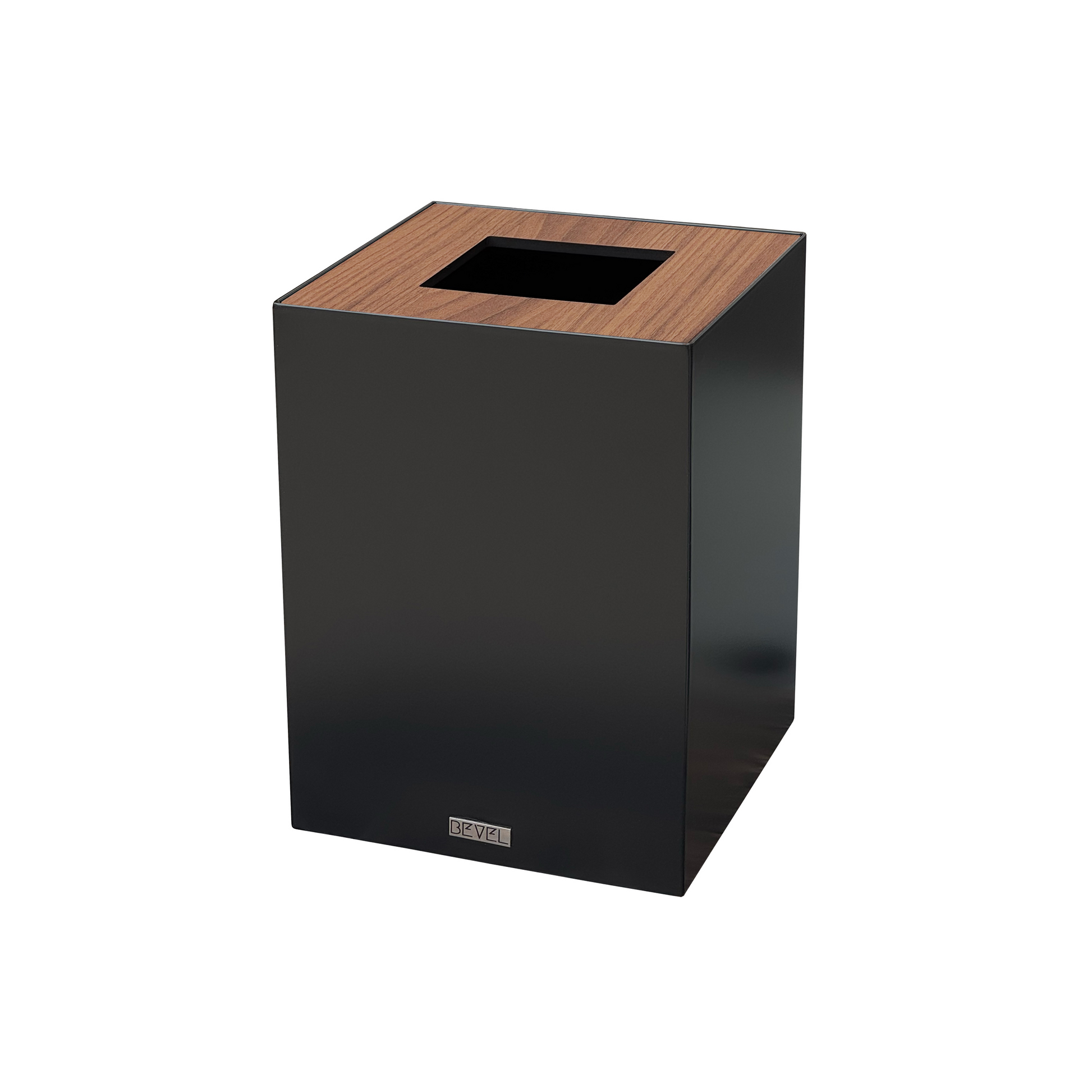 Black Metal with Wooden Lid Waste Bin
