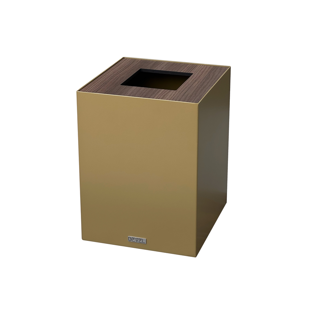 Brass with Wooden Lid Waste Bin