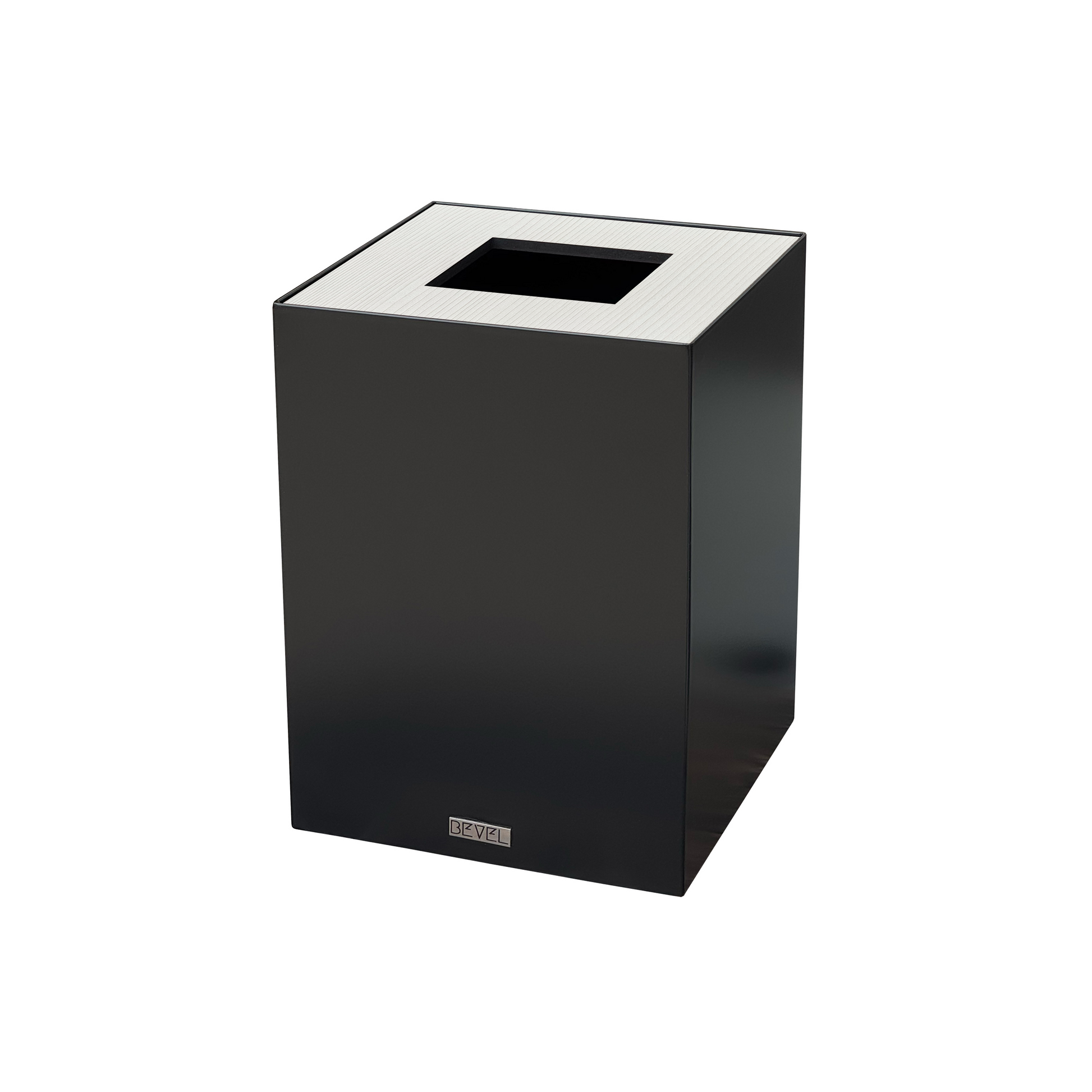 Black Metal with Wooden Lid Waste Bin