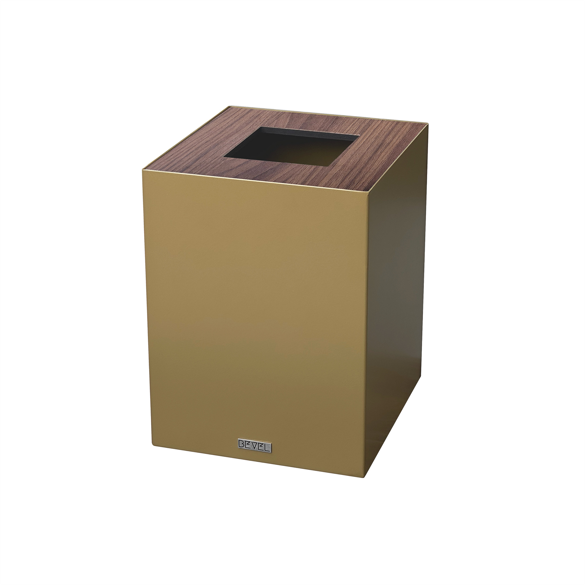Brass with Wooden Lid Waste Bin