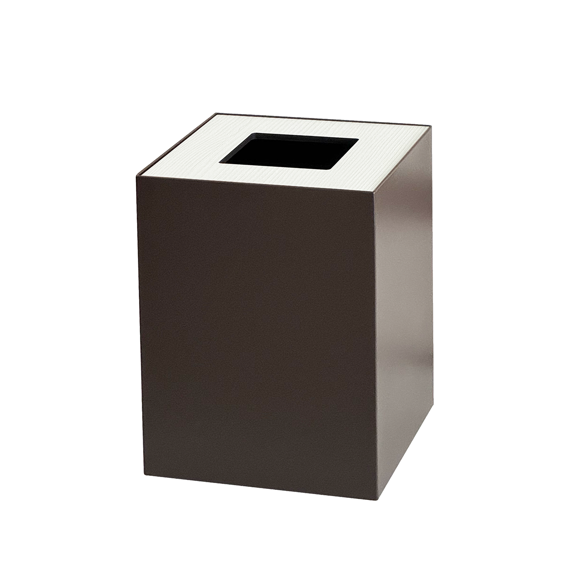 Deep Brown Metal with Wooden Lid Waste Bin