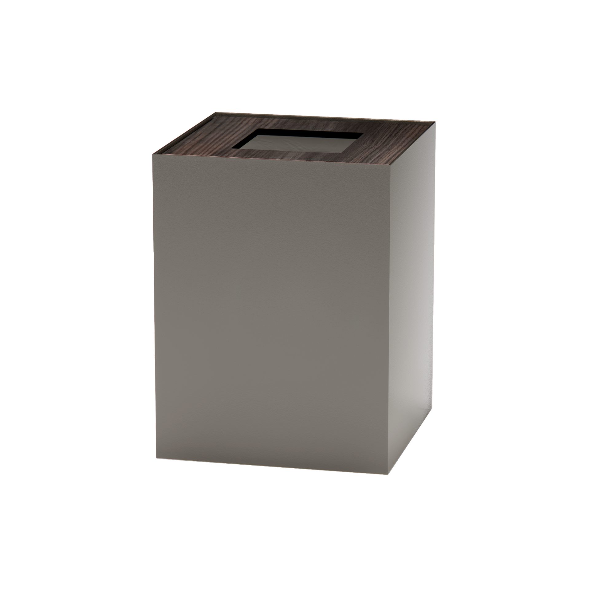 Medium Greige Metal with Wooden Lid Waste Bin