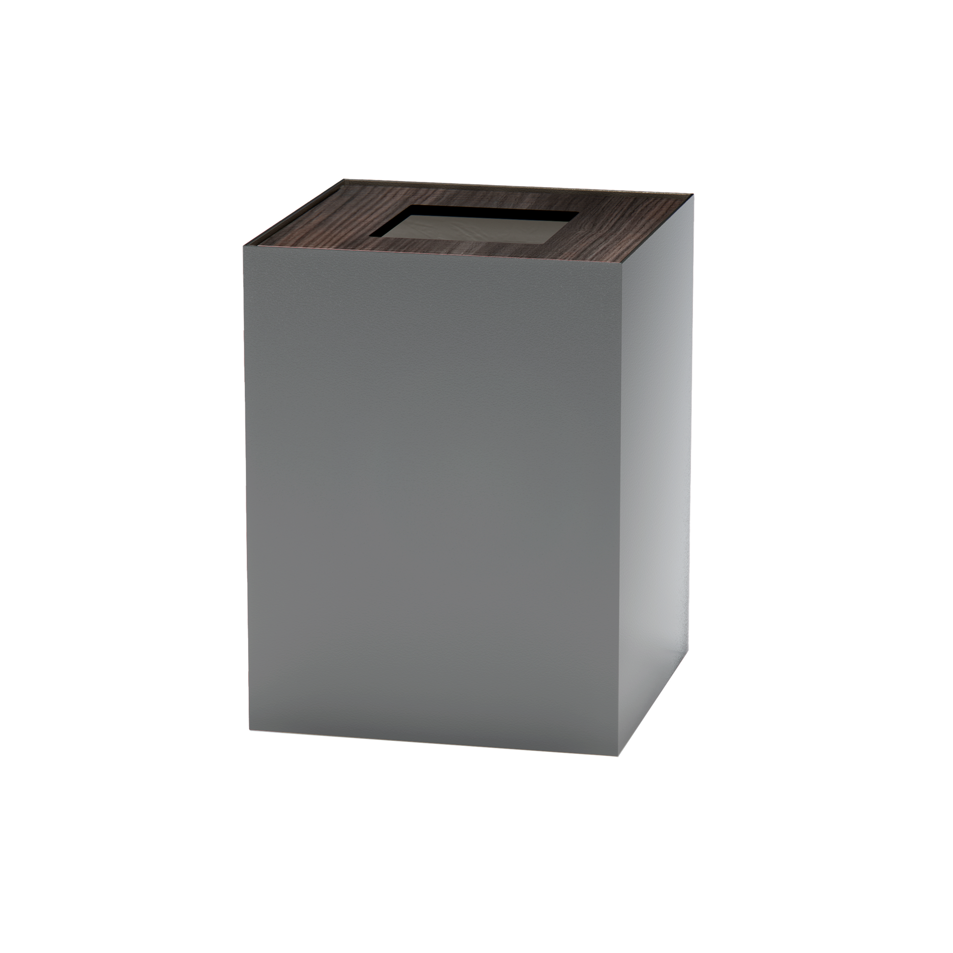 Medium Grey Metal with Wooden Lid Waste Bin