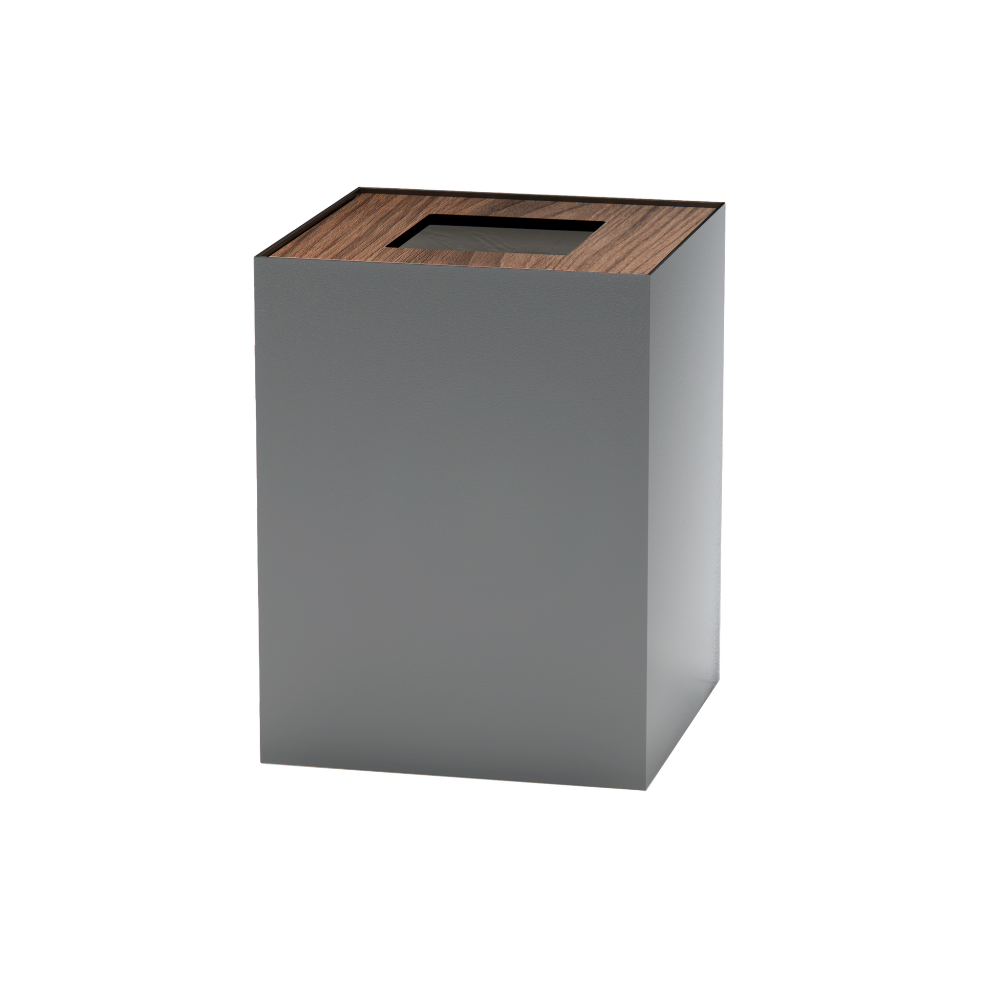 Medium Grey Metal with Wooden Lid Waste Bin