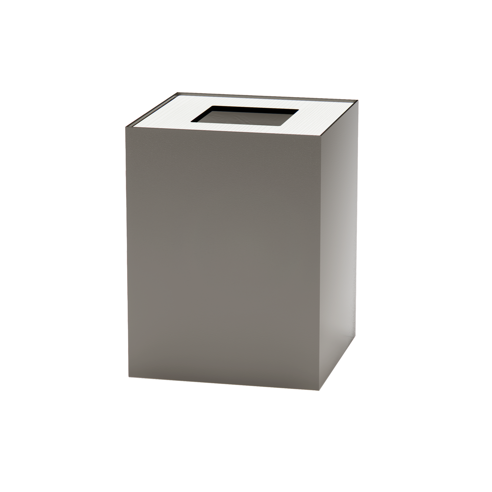 Medium Greige Metal with Wooden Lid Waste Bin