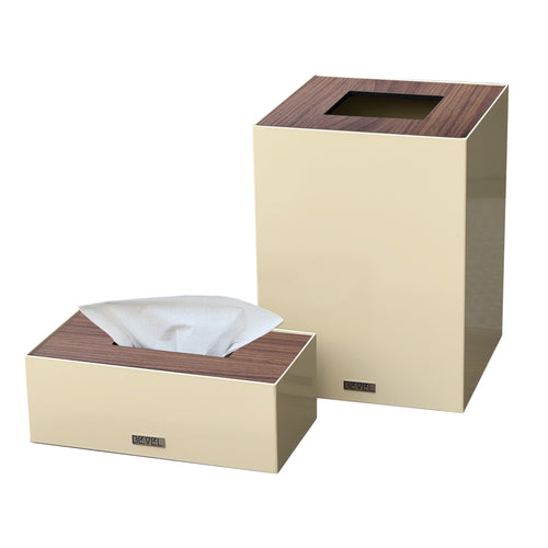 Beige Metal with Wooden Lid Set