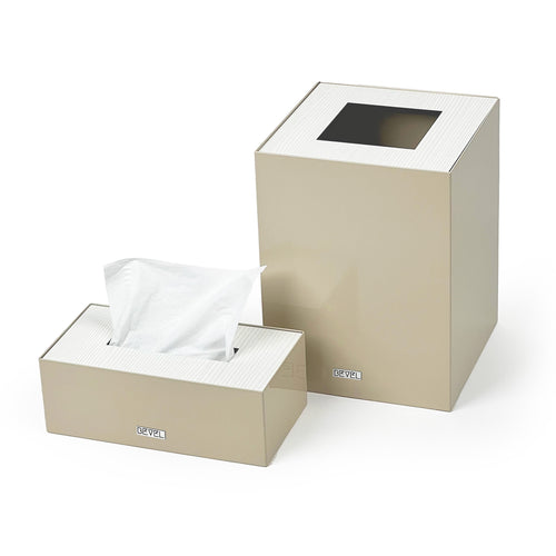 Beige Metal with Wooden Lid Set