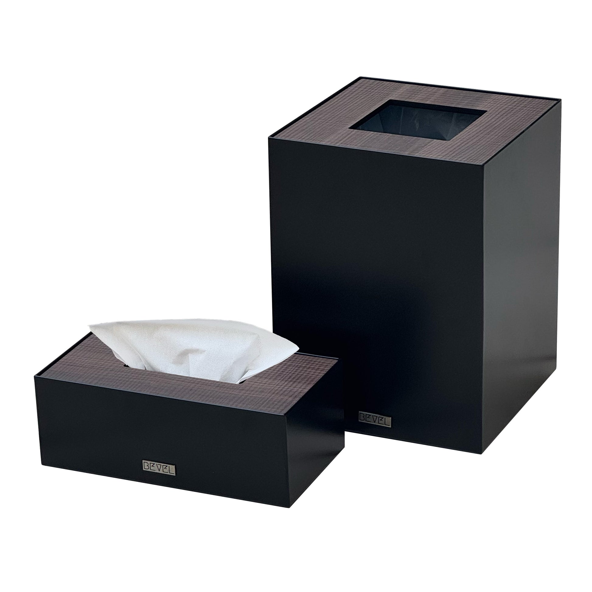 Black Metal with Wooden Lid Set