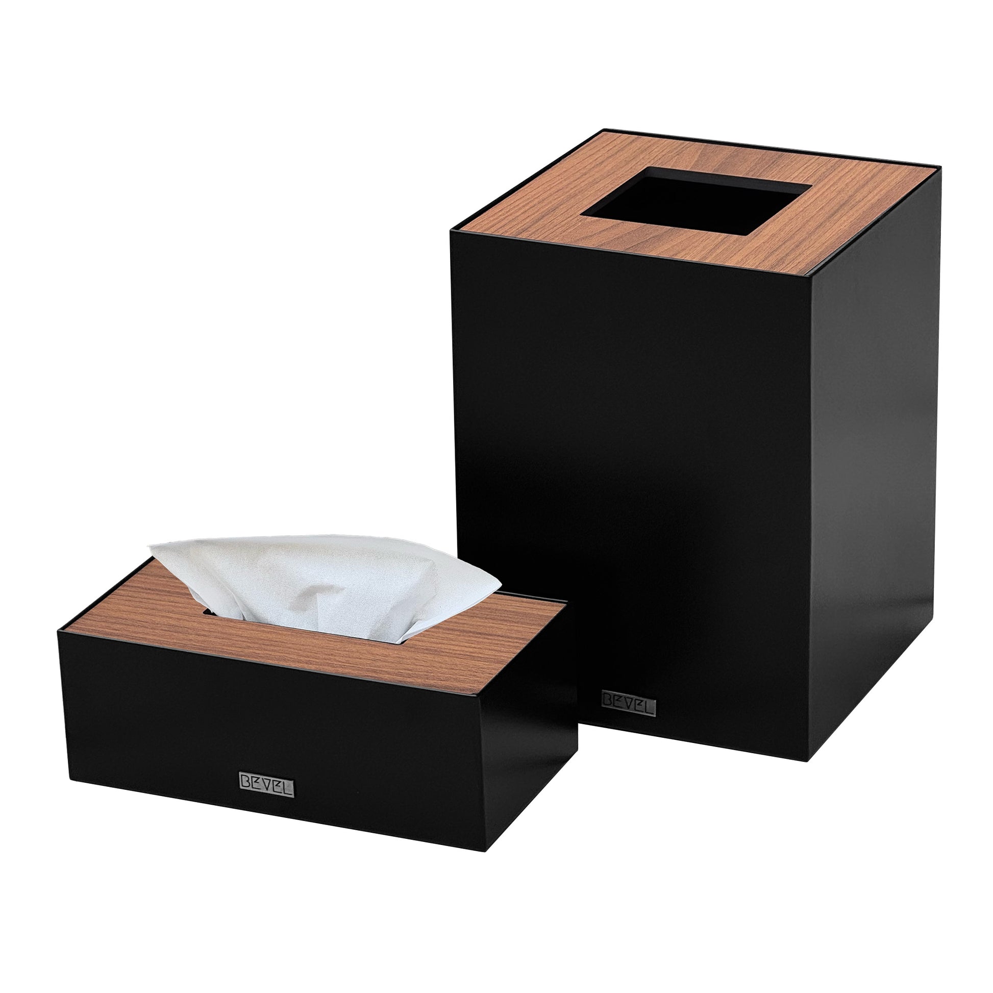 Black Metal with Wooden Lid Set