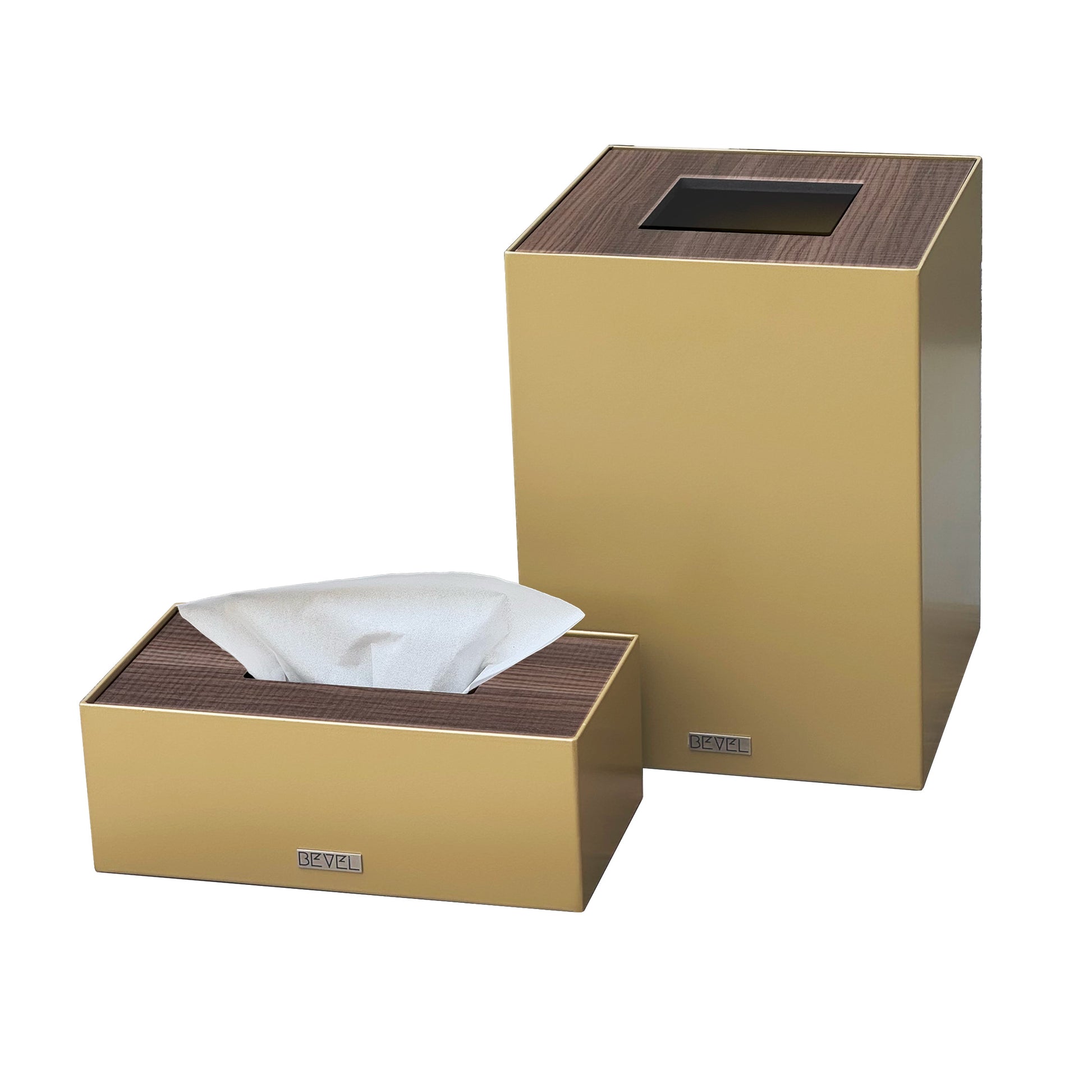 Brass with Wooden Lid Set