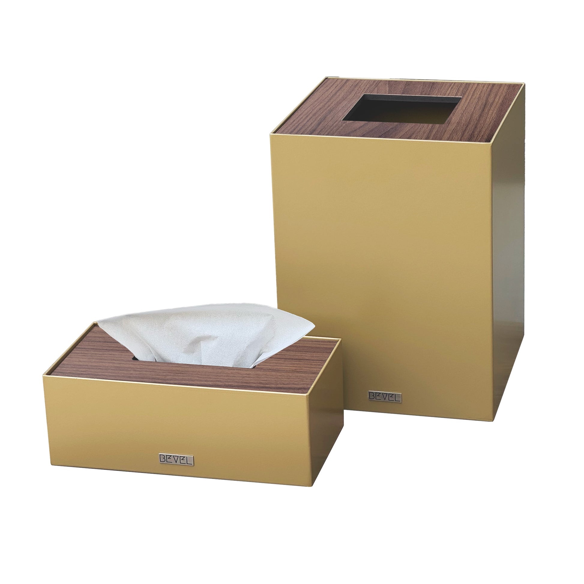 Brass with Wooden Lid Set
