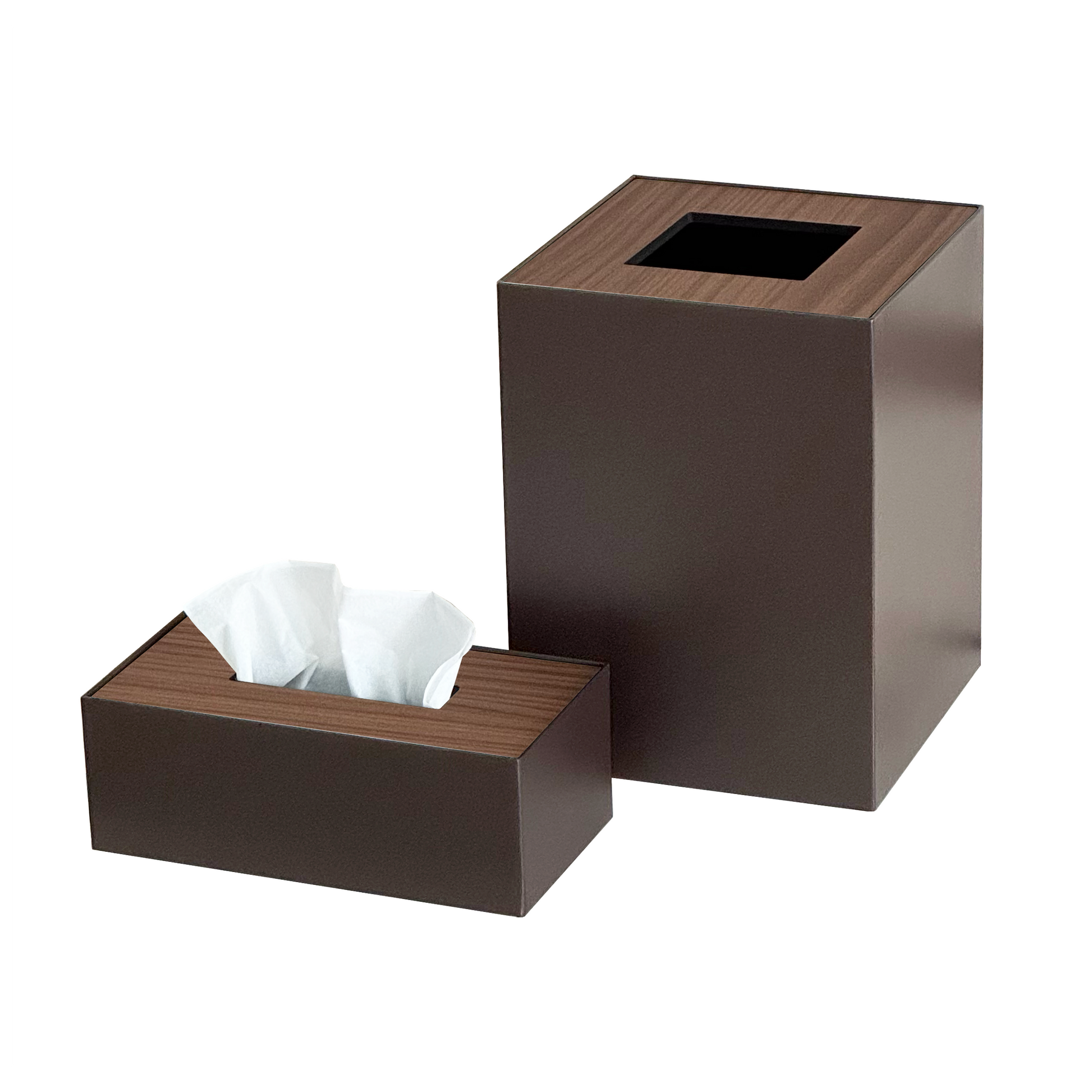 Deep Brown Metal with Wooden Lid Set
