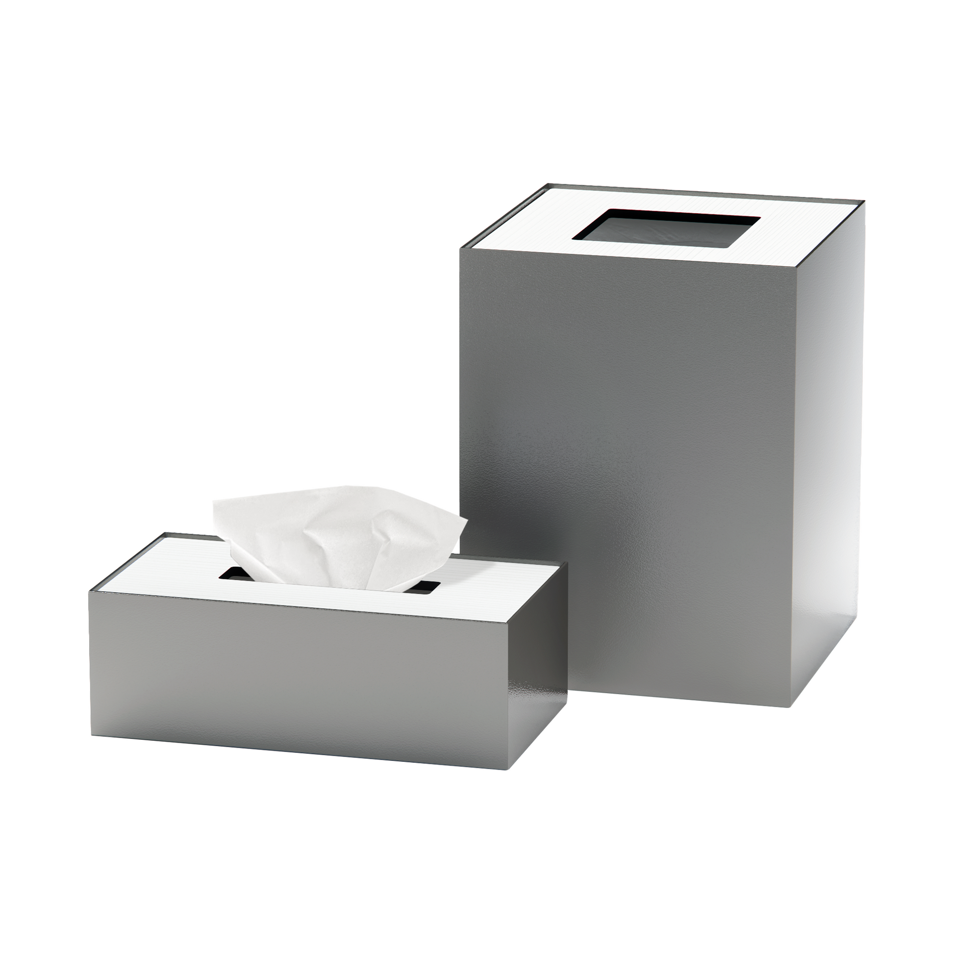 Medium Grey Metal with Wooden Lid Set