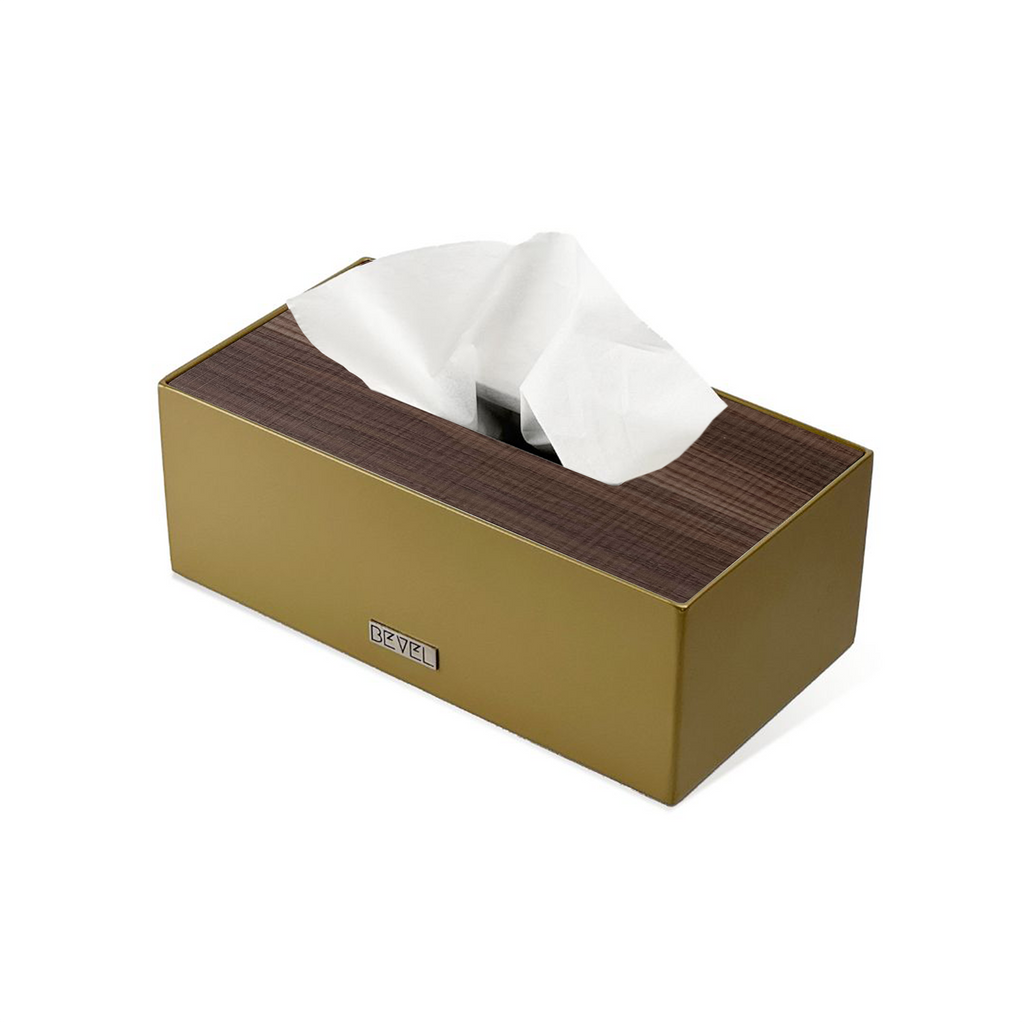 Brass with Wooden Lid Tissue Box
