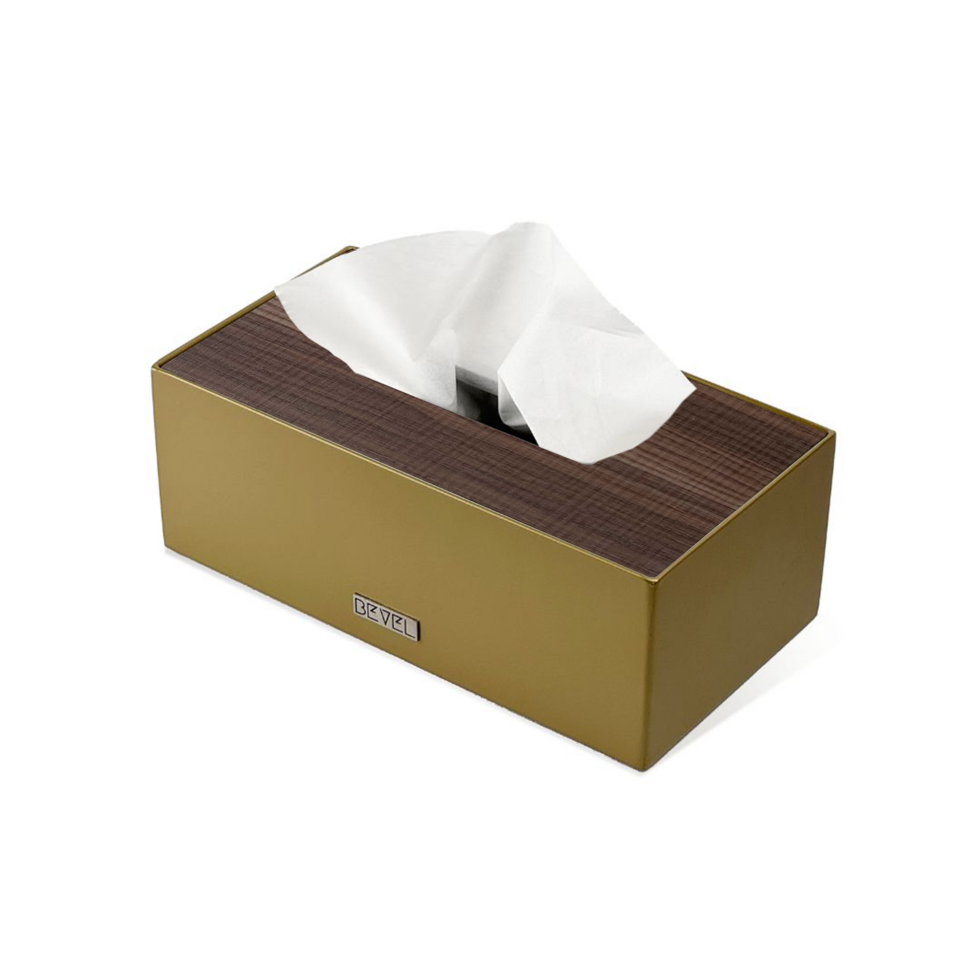 Brass with Wooden Lid Tissue Box