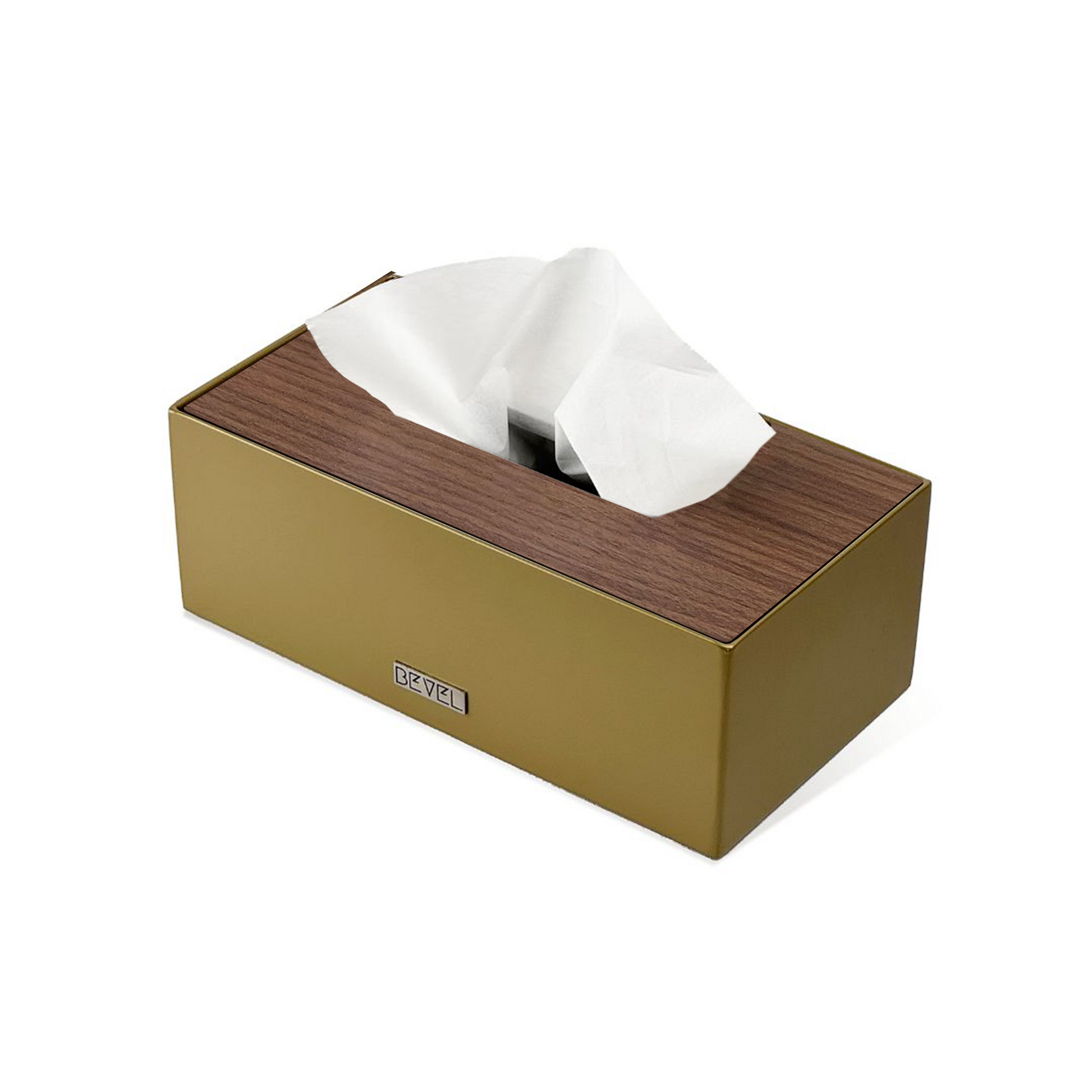 Brass with Wooden Lid Tissue Box