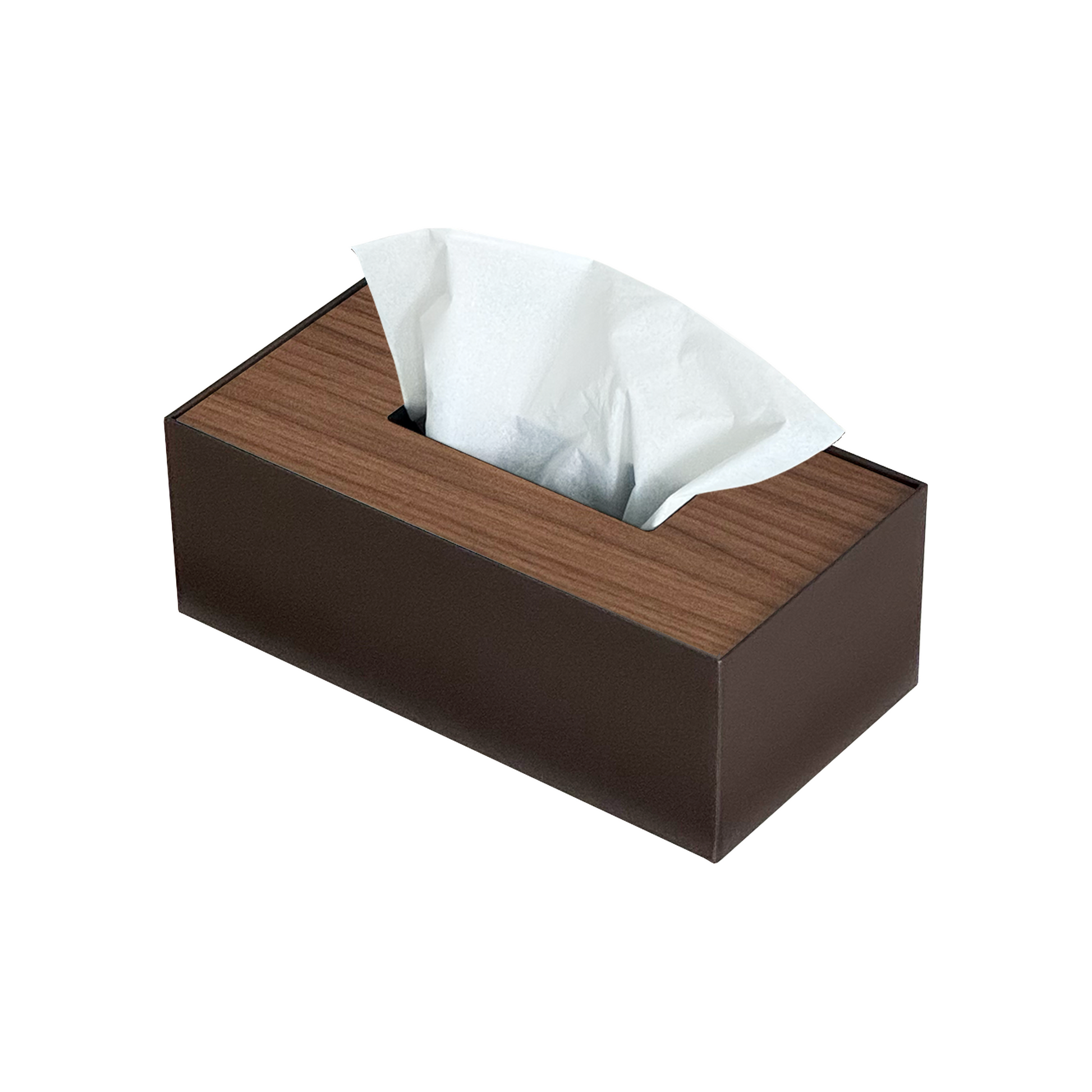 Deep Brown Metal with Wooden Lid Tissue box
