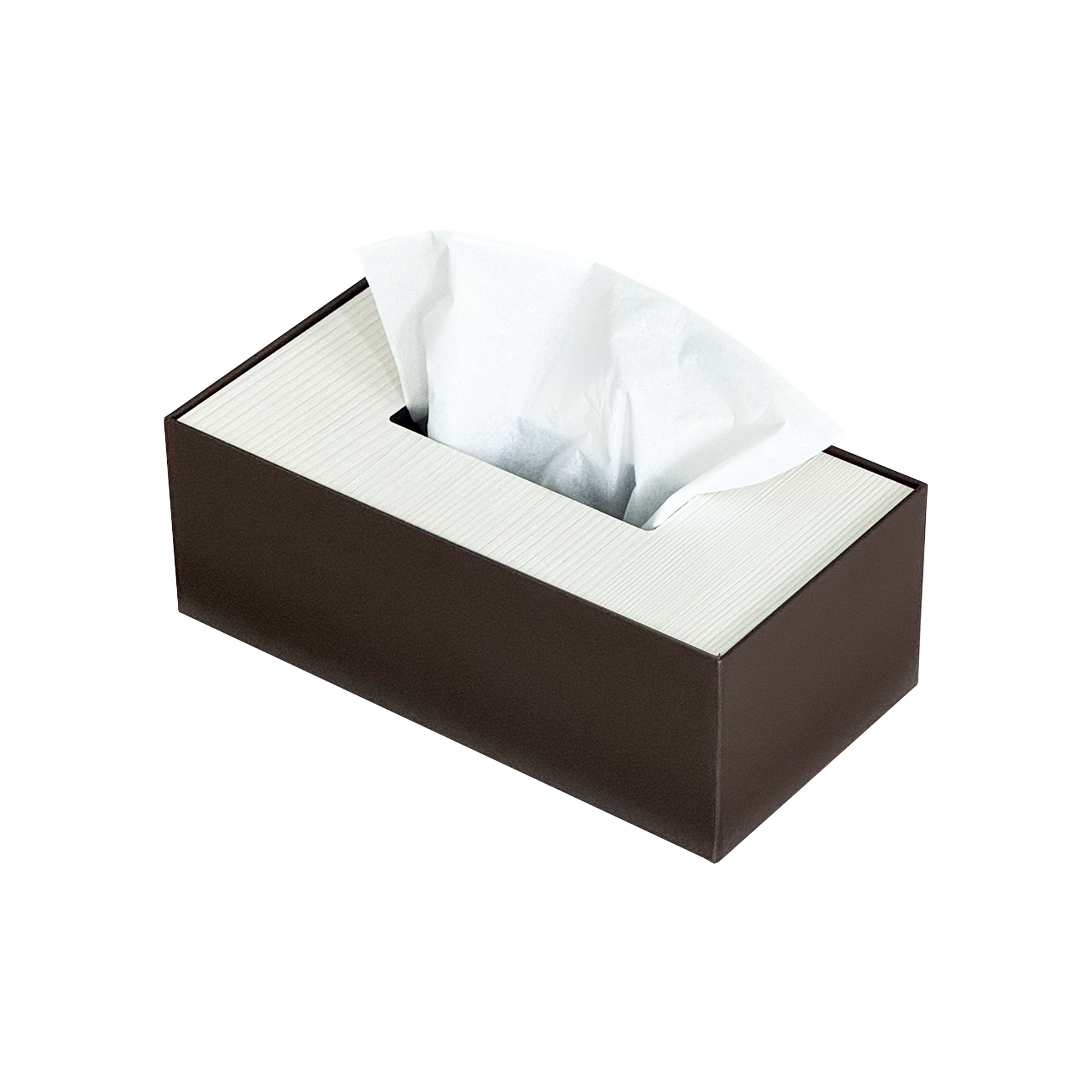 Deep Brown Metal with Wooden Lid Tissue box