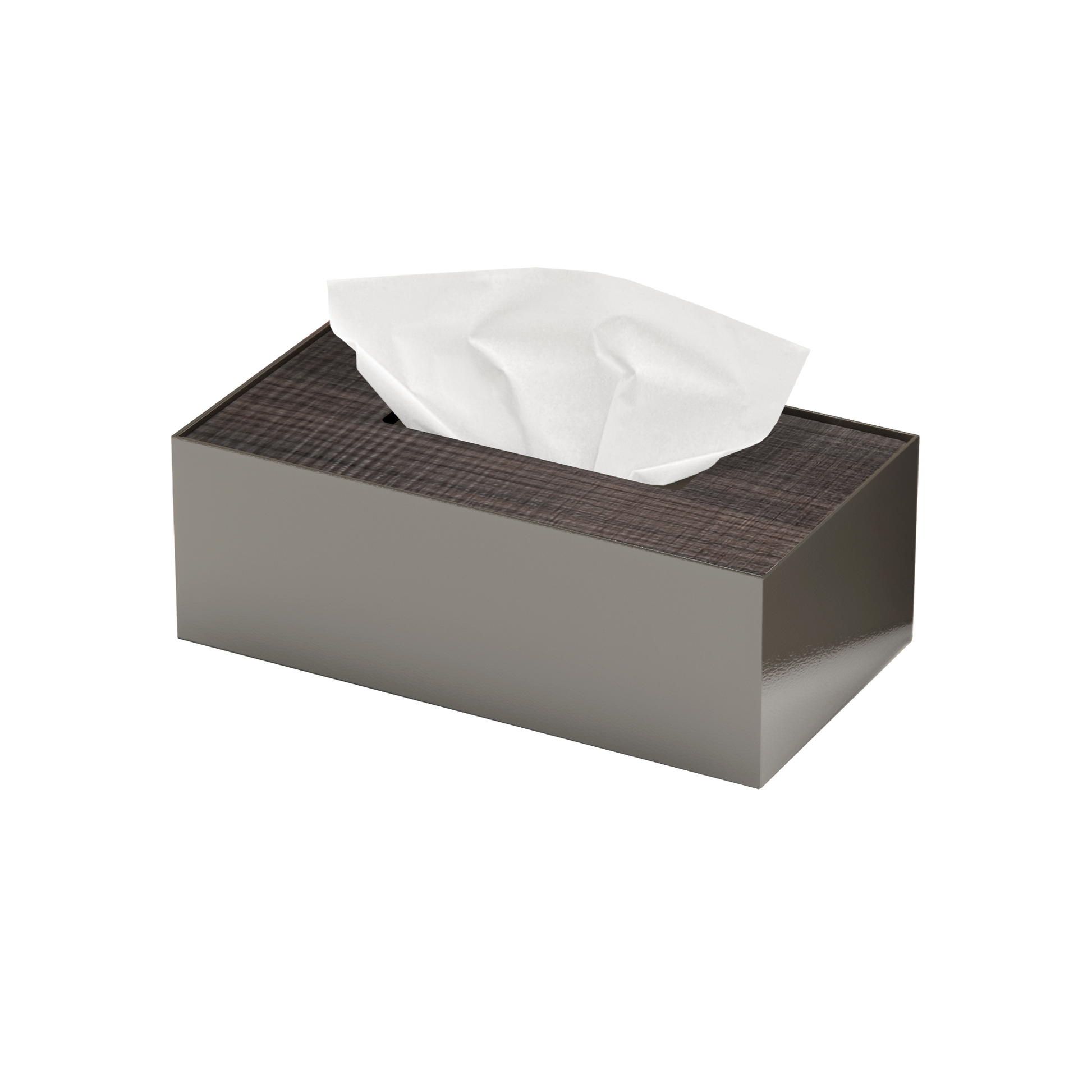 Medium Greige Metal with Wooden Lid Tissue box