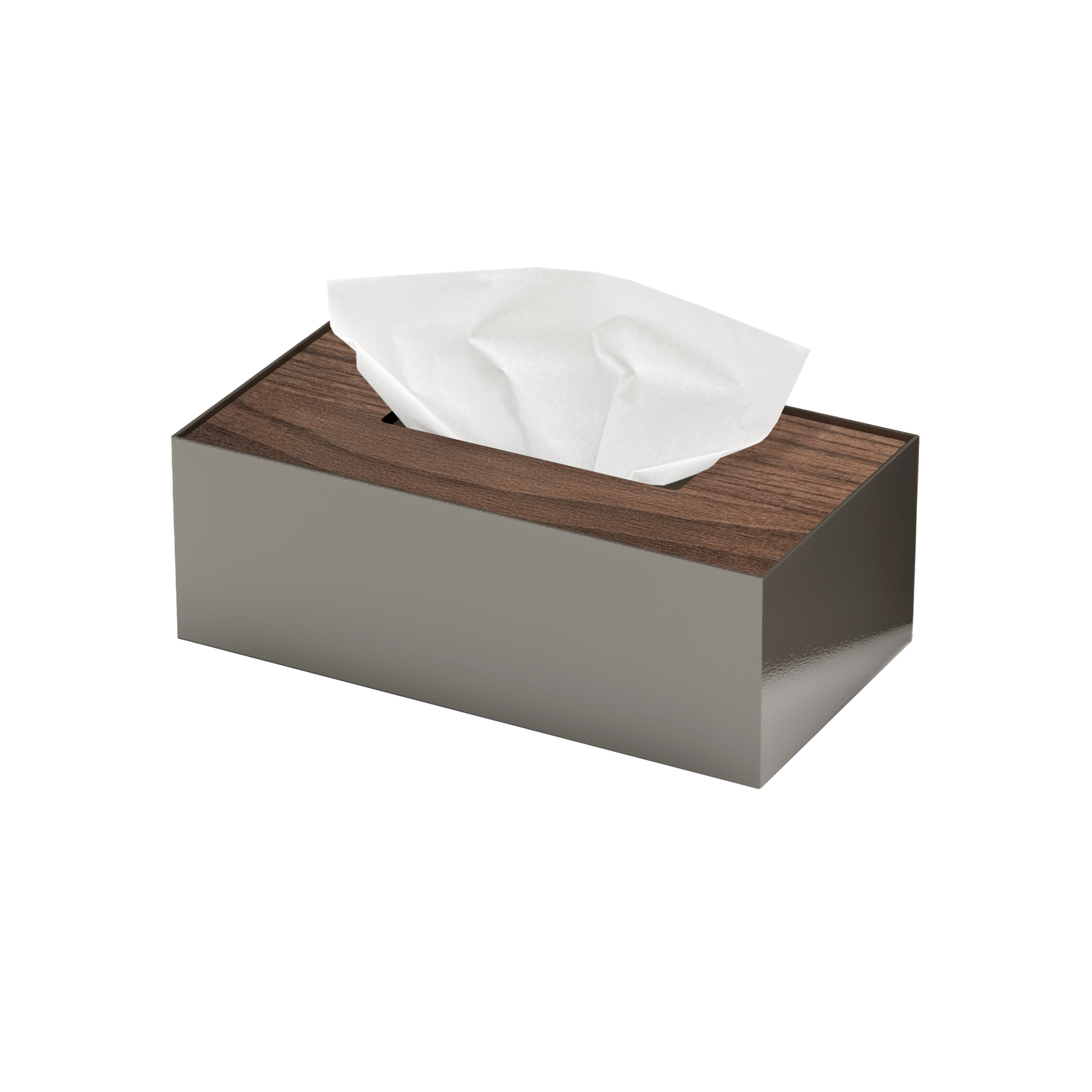 Medium Greige Metal with Wooden Lid Tissue box
