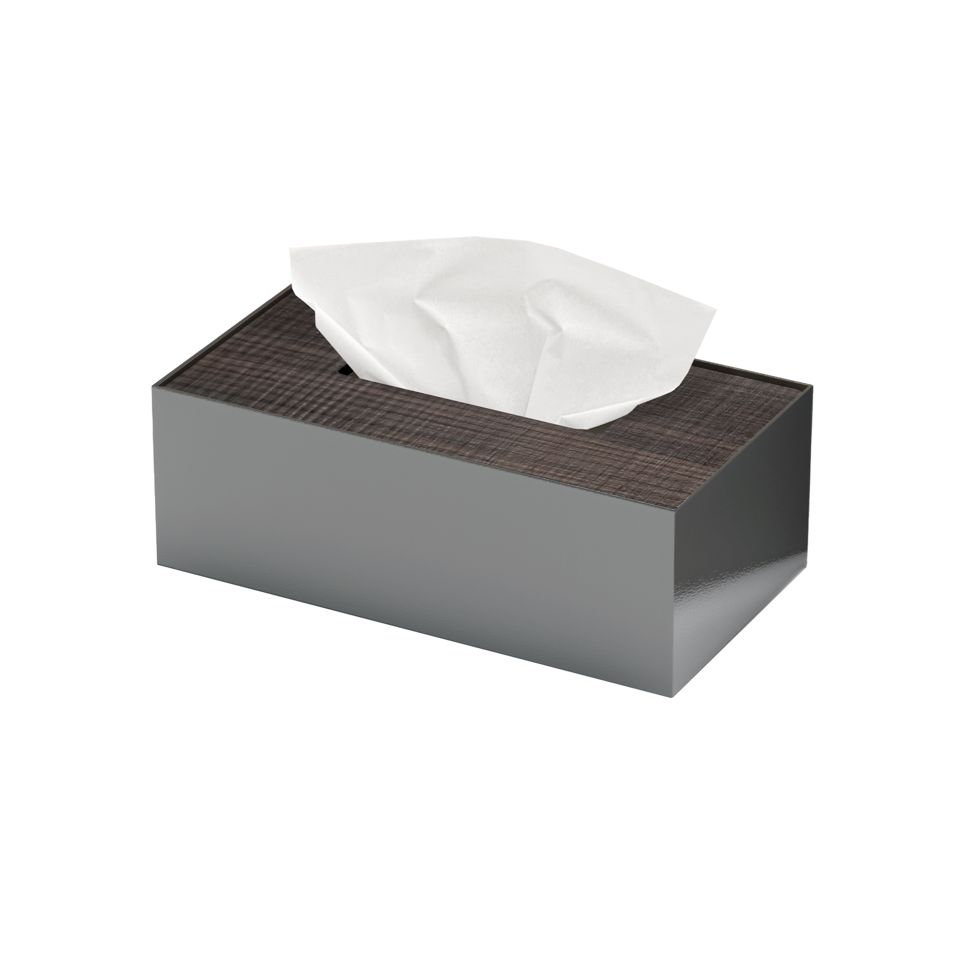 Medium Grey Metal with Wooden Lid Tissue box
