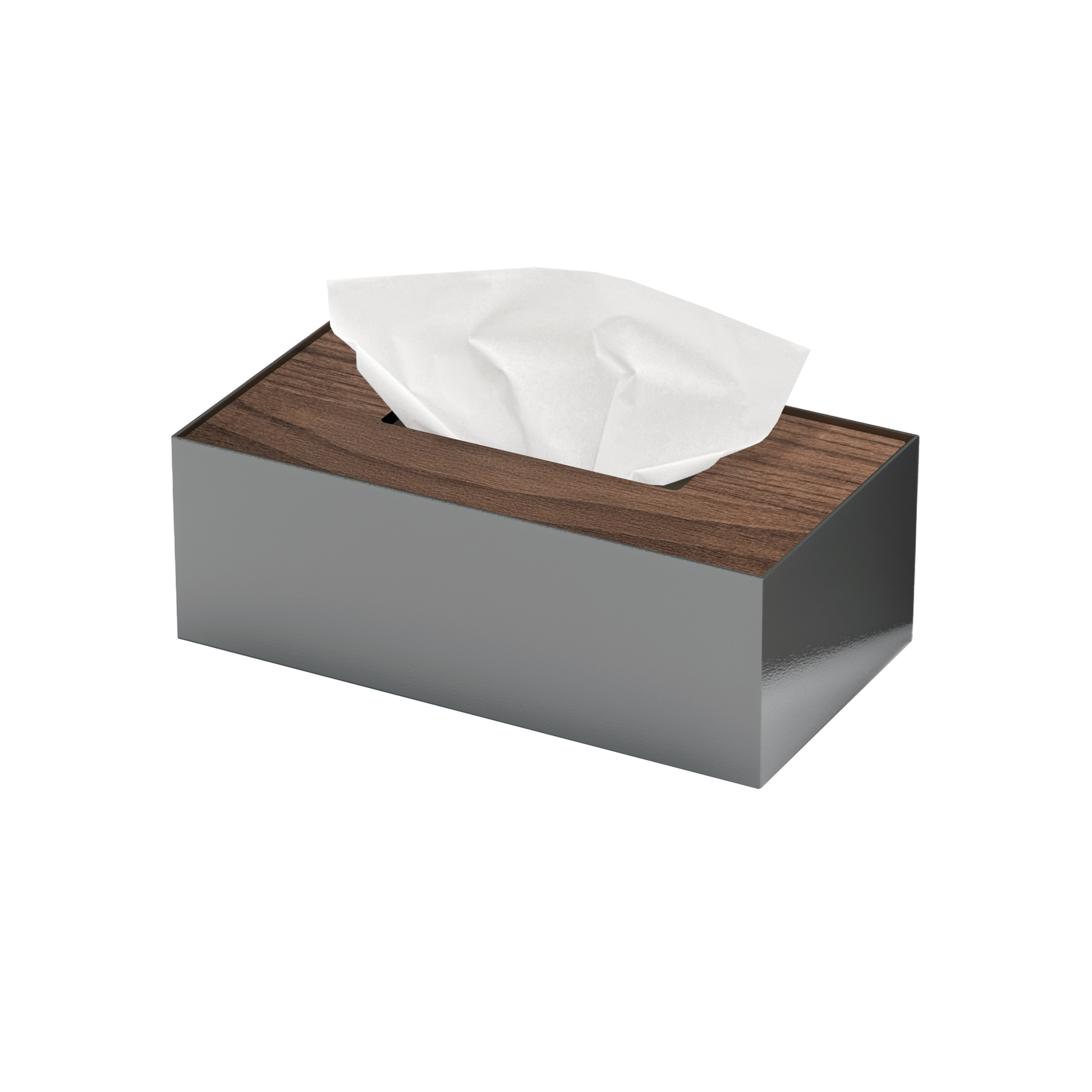 Medium Grey Metal with Wooden Lid Tissue box