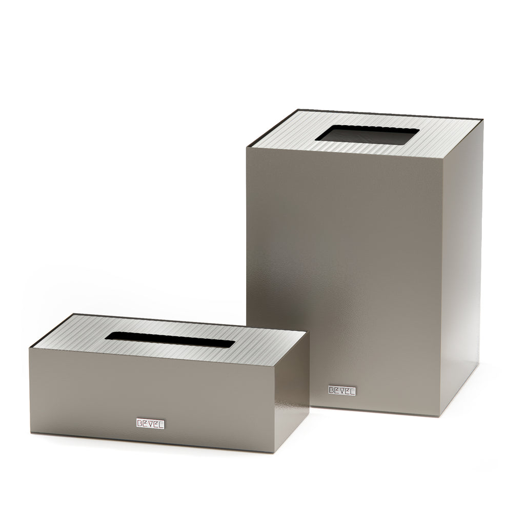 Medium Greige Metal Lid Set