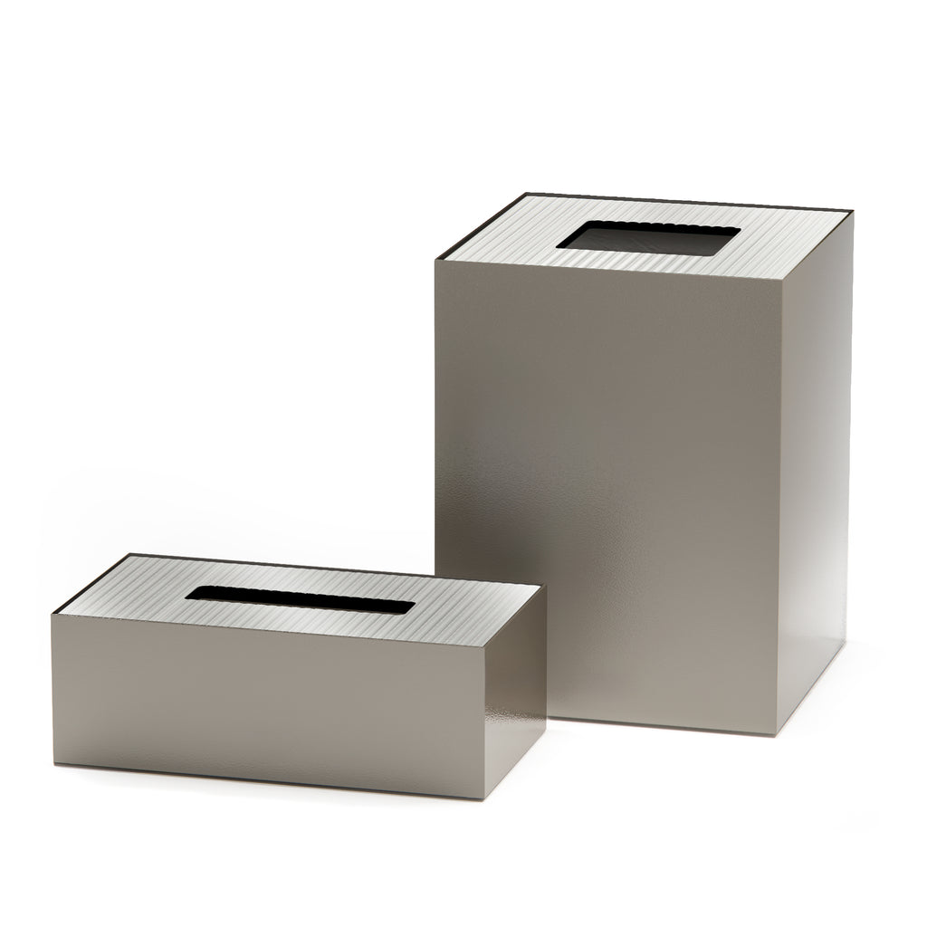 Medium Greige Metal Lid Set