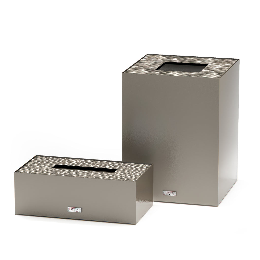 Medium Greige Metal Lid Set