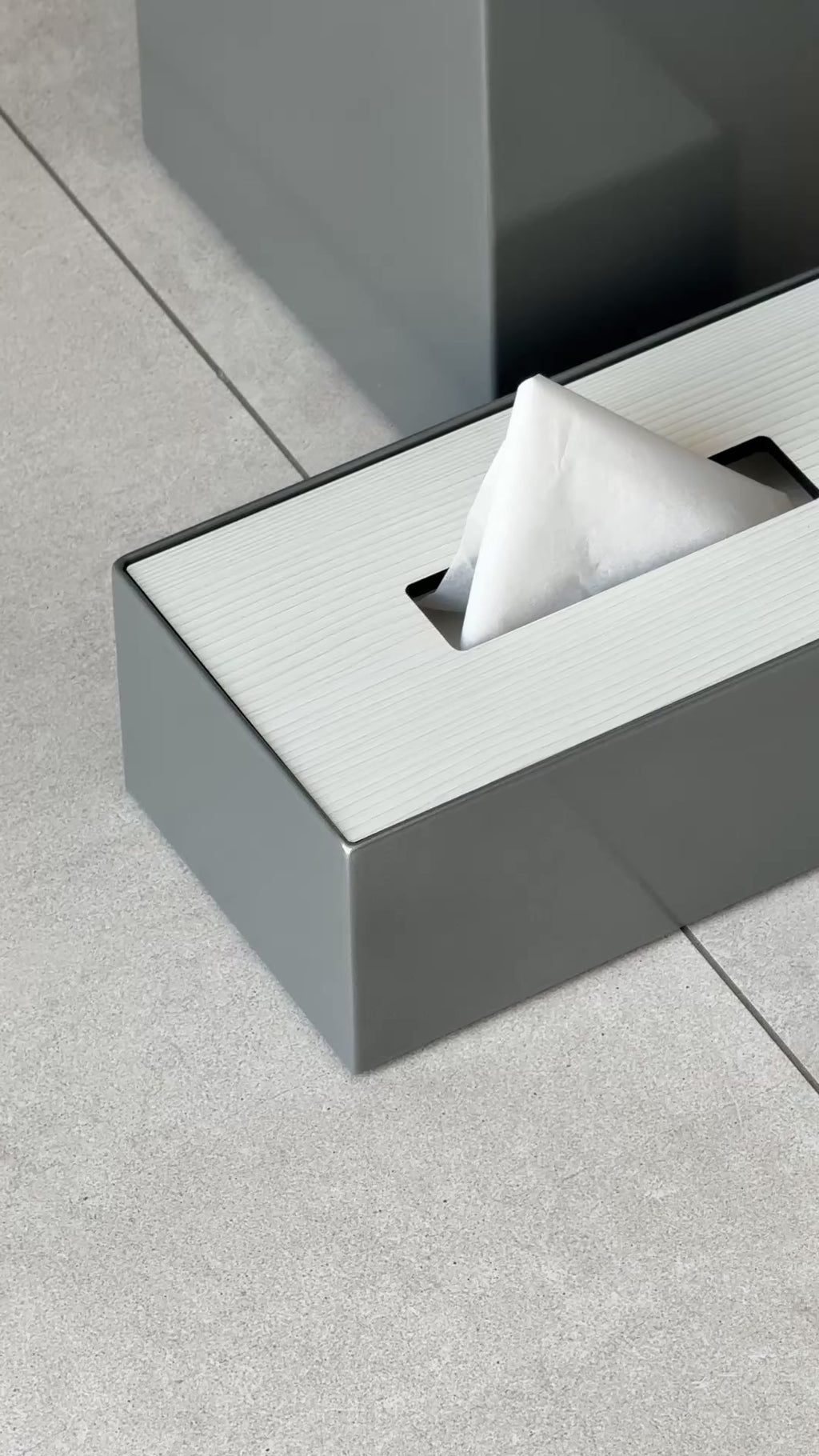 Medium Grey Metal with Wooden Lid Tissue box