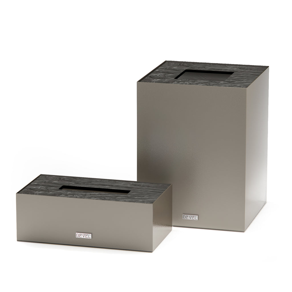 Medium Greige Metal Lid Set