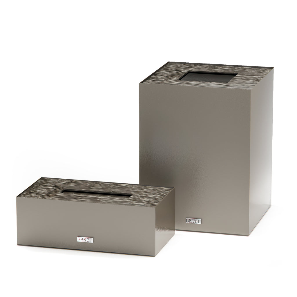 Medium Greige Metal Lid Set