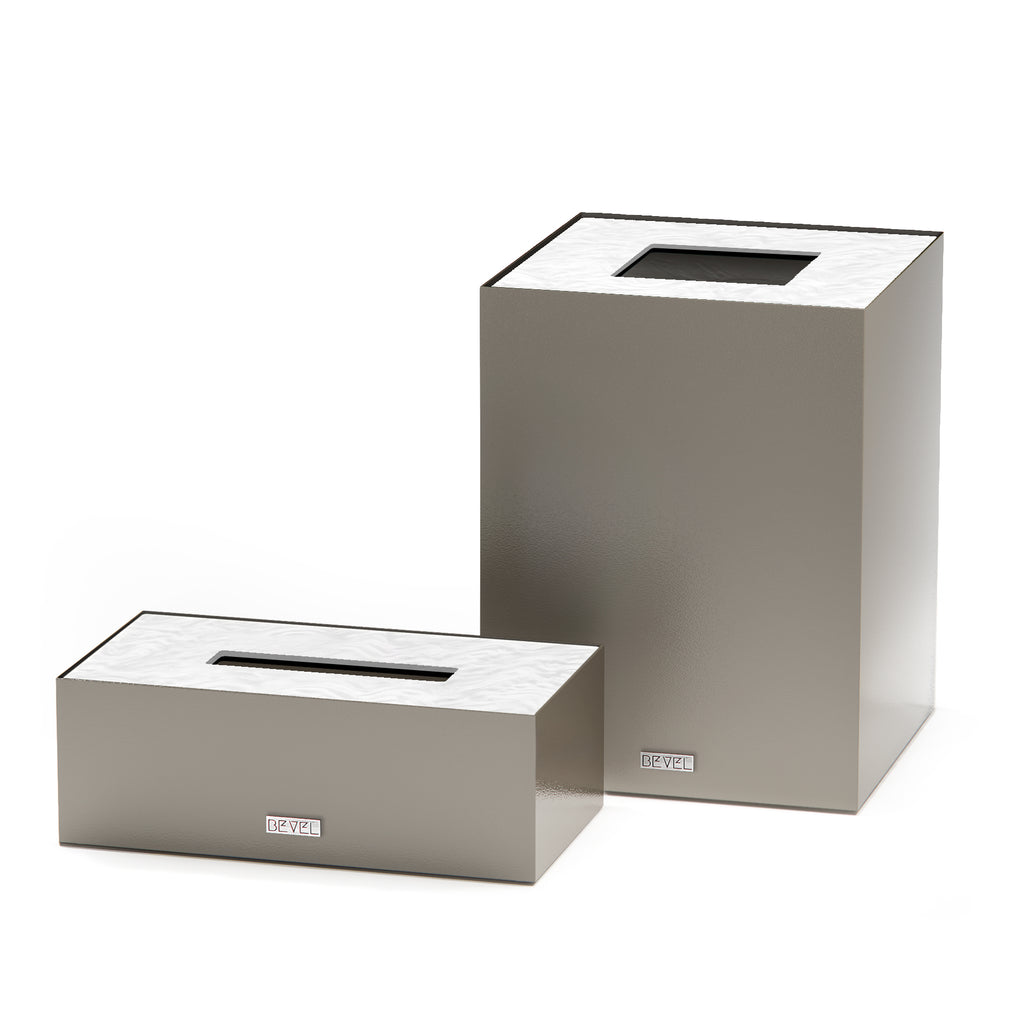 Medium Greige Metal Lid Set