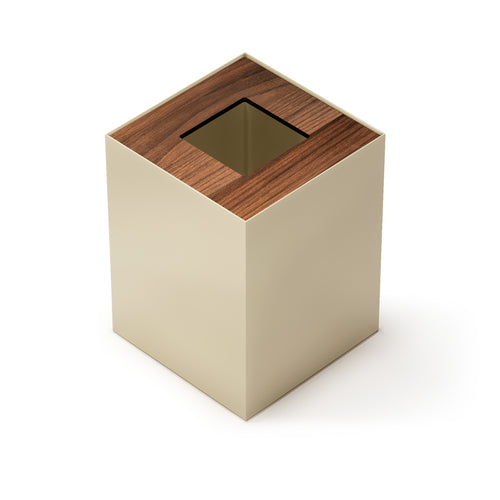 Beige Metal Waste Bin