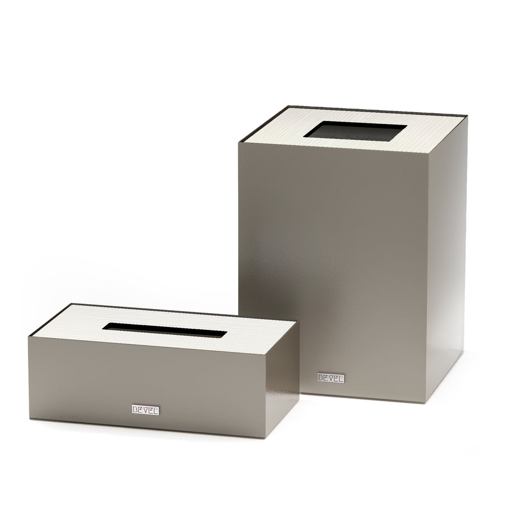 Medium Greige Metal Lid Set